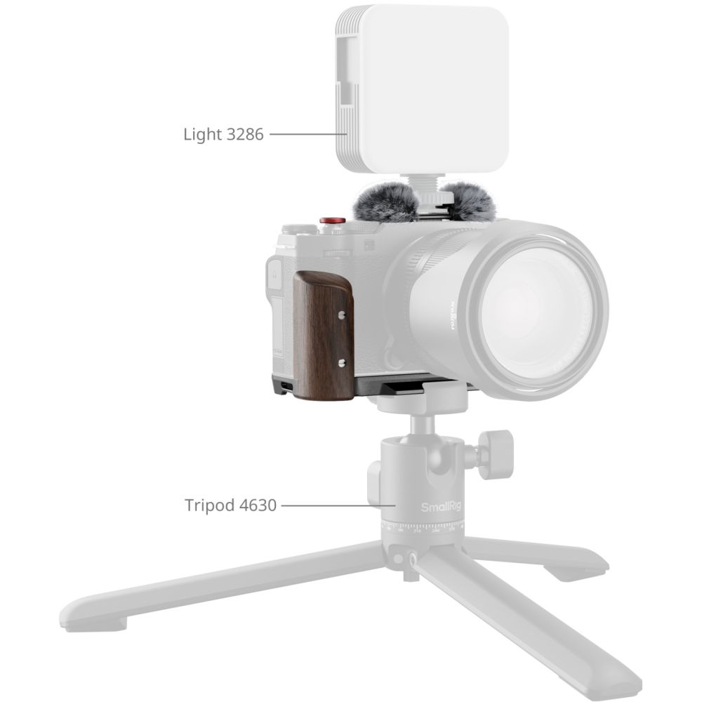 SmallRig 5260 L-Shape Mount Plate with Wooden Handle for Fujifilm X-M5, black
