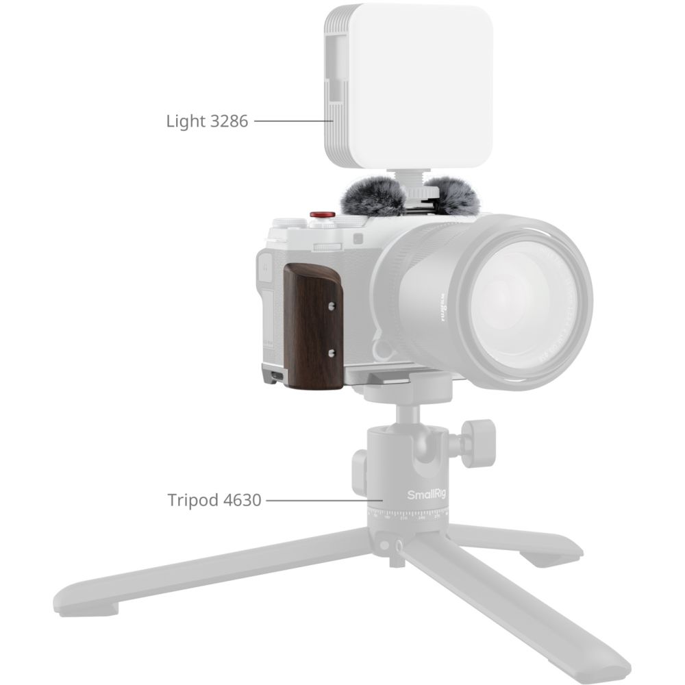 SmallRig 5261 L-Shape Mount Plate with Wooden Handle for Fujifilm X-M5, silver