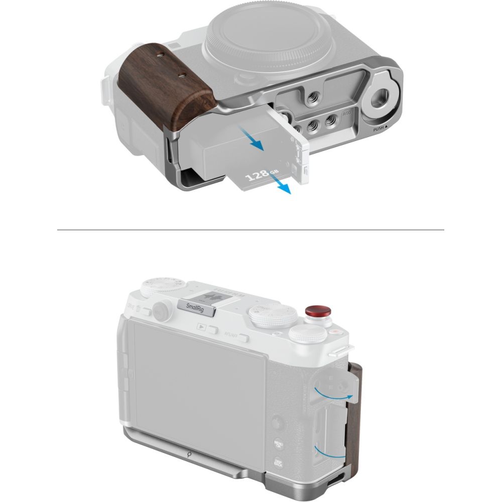 SmallRig 5261 L-Shape Mount Plate with Wooden Handle for Fujifilm X-M5, silver