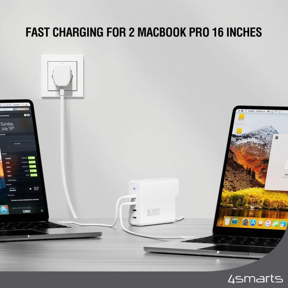 4smarts Flex Pro Desktop Charger 200W 4x USB-C + Worldwide Travel Adapter