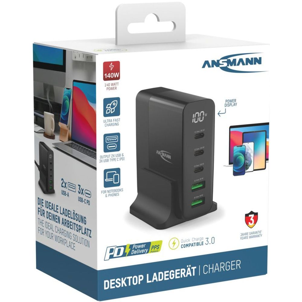 Ansmann DC5140PD Desktop Charger 140W with display