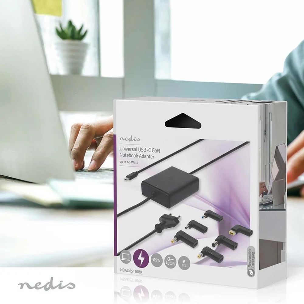 Nedis notebook adapter 5-20V DC, 65W Type-C
