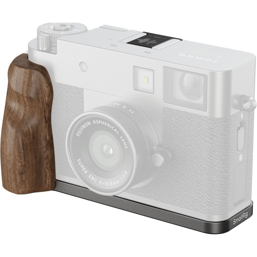 SmallRig 5394 L-Shaped Mount Plate with Wooden Handle for FUJIFILM X half, charcoal silver