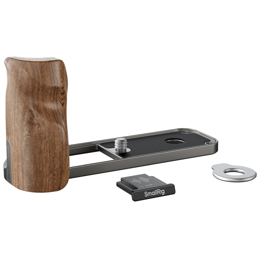 SmallRig 5394 L-Shaped Mount Plate with Wooden Handle for FUJIFILM X half, charcoal silver