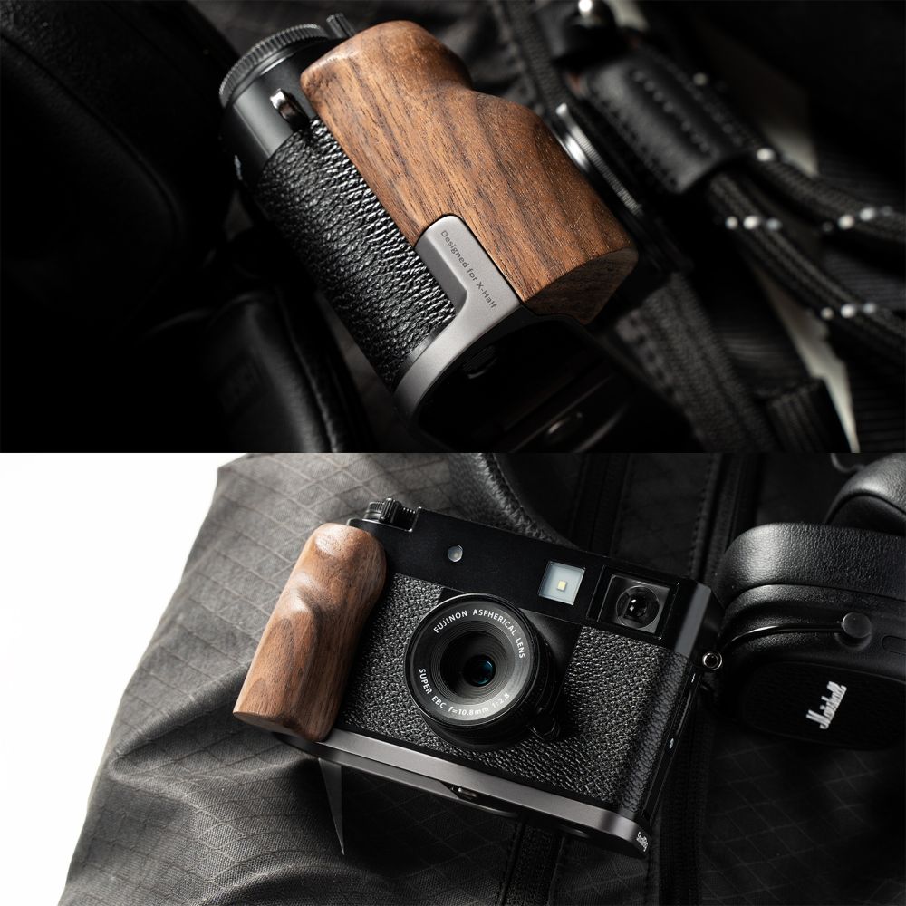 SmallRig 5394 L-Shaped Mount Plate with Wooden Handle for FUJIFILM X half, charcoal silver