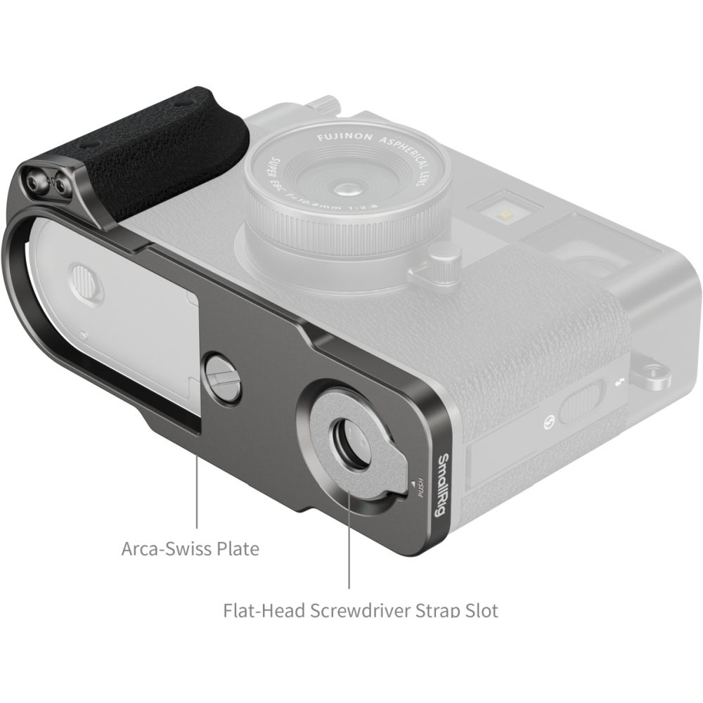 SmallRig 5217 L-Shaped Mount Plate with Silicone Handle for FUJIFILM X half, charcoal silver