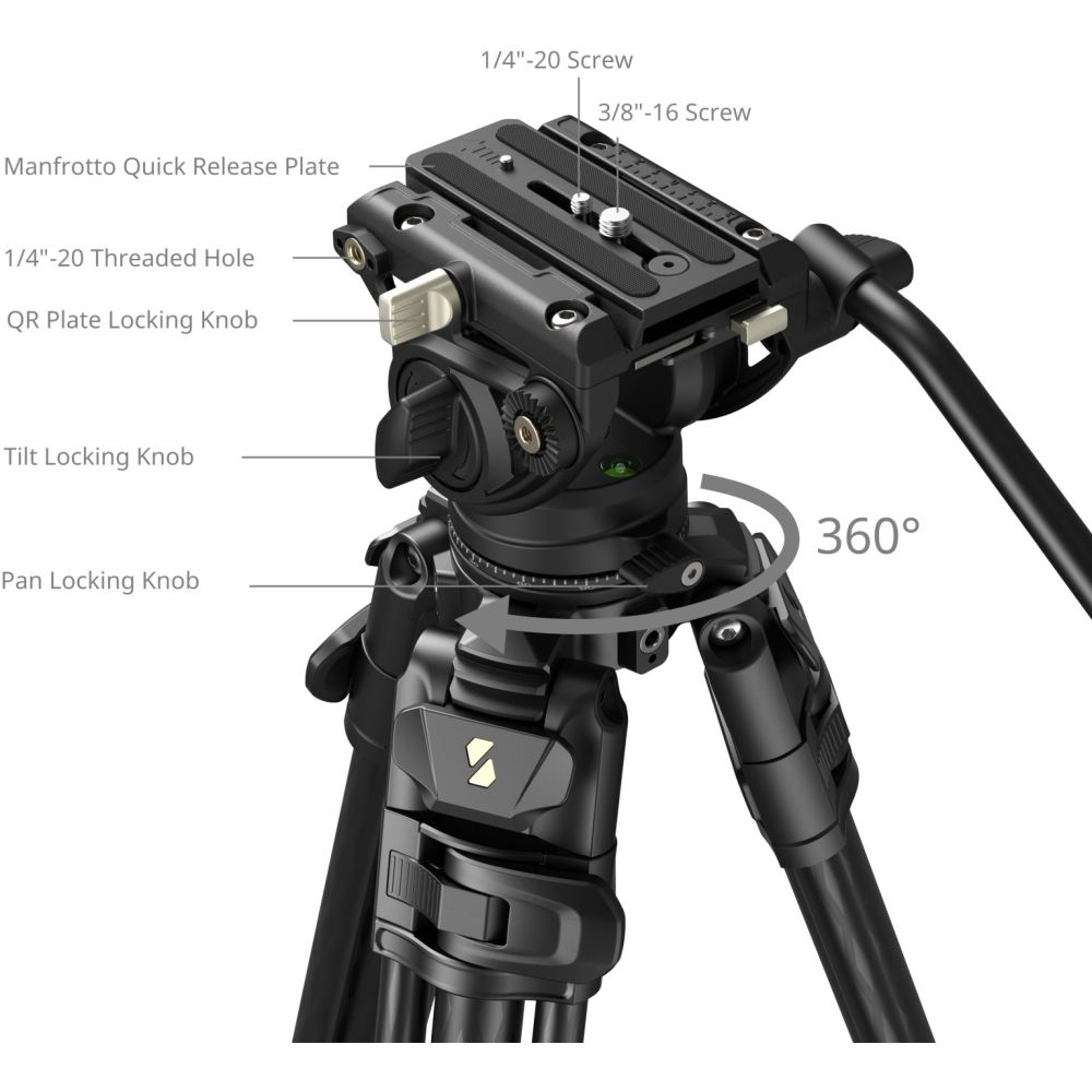 SmallRig 5201 AD-50 Max Video Carbon Fiber Tripod