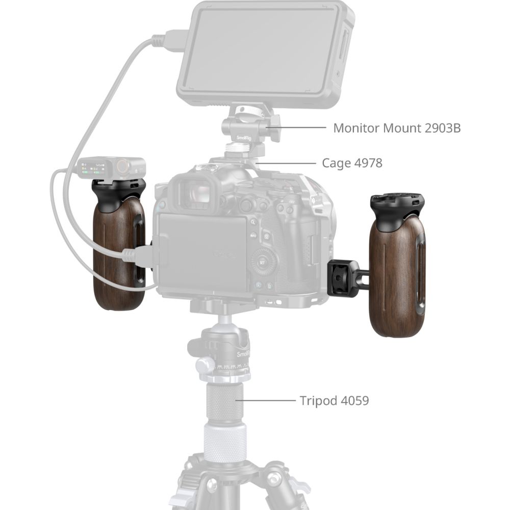SmallRig 5238 Wooden Side Handle with 1/4"-20 & 3/8''-16 ARRI Locating Screws