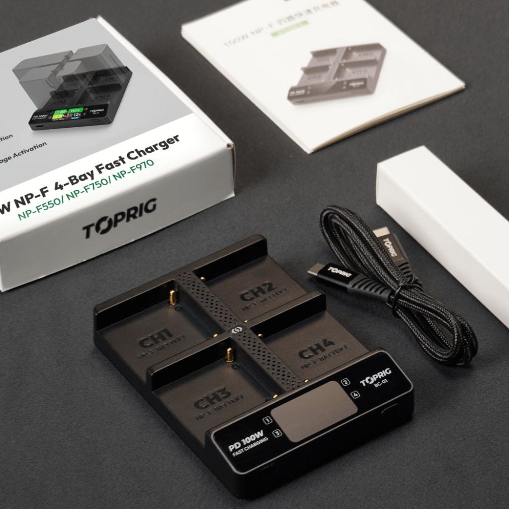 Accsoon TopRig 100W 4-Bay NP-F Fast Charger