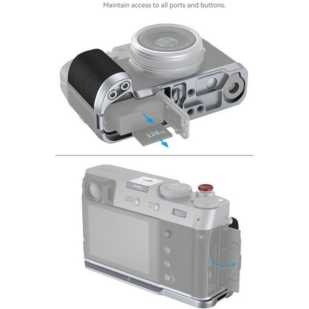 SmallRig 4555B L-Shape Mount Plate with Handle for FUJIFILM X100VI / X100V (Silver)