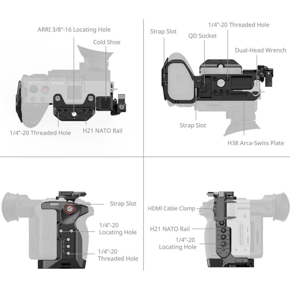 SmallRig 5590 Advanced Cage Kit with Battery Plate for Sony FX2