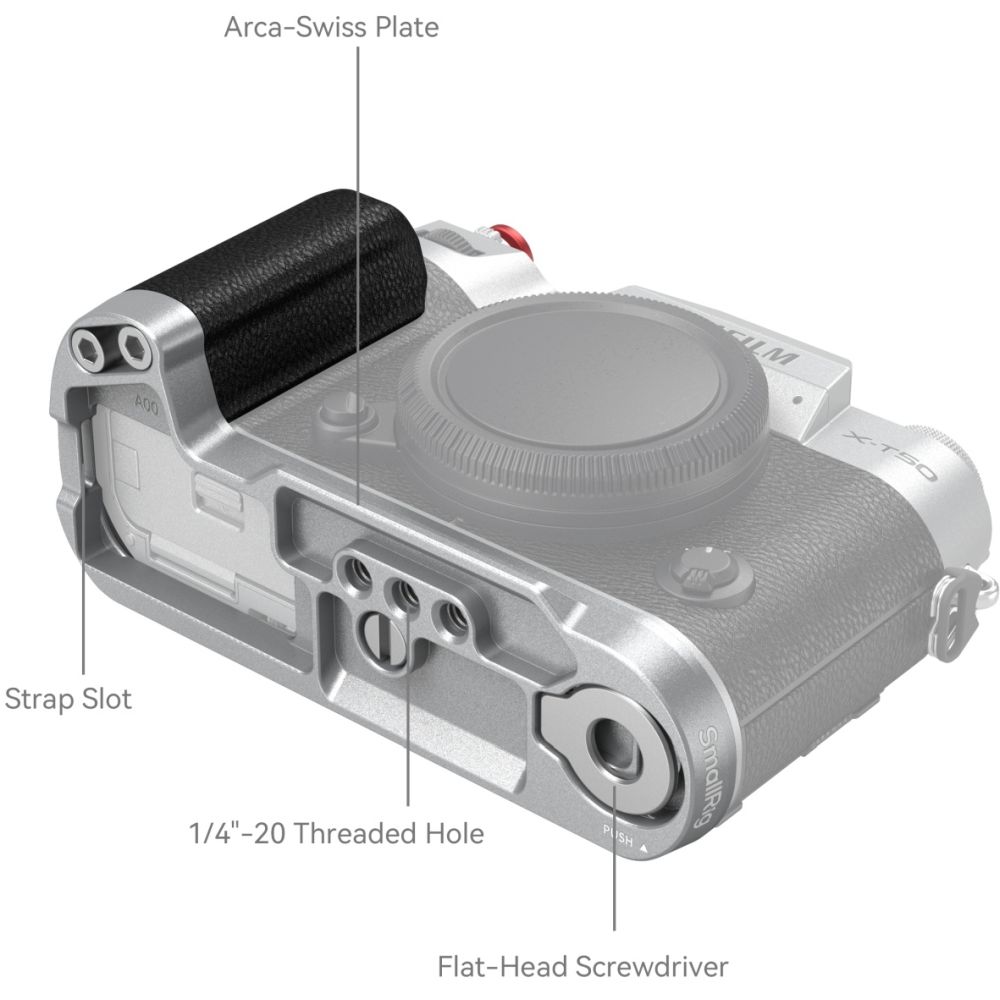 SmallRig 4713C L-Shape Mount Plate with Silicone Handle for FUJIFILM X-T50, silver