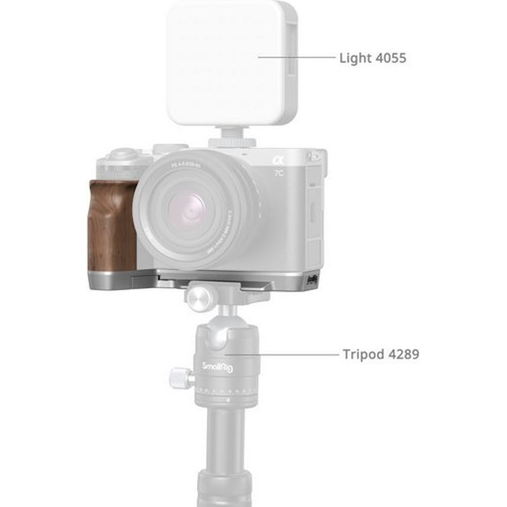 SmallRig 4796B L-Shape Mount Plate with Wooden Handle for Sony Alpha 7C II / Alpha 7CR