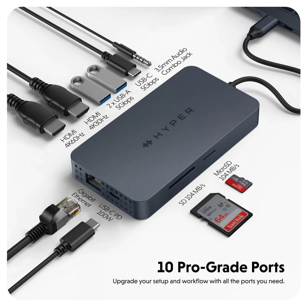 Hyper USB-C HyperDrive Dual 4K HDMI 10-in-1 hub
