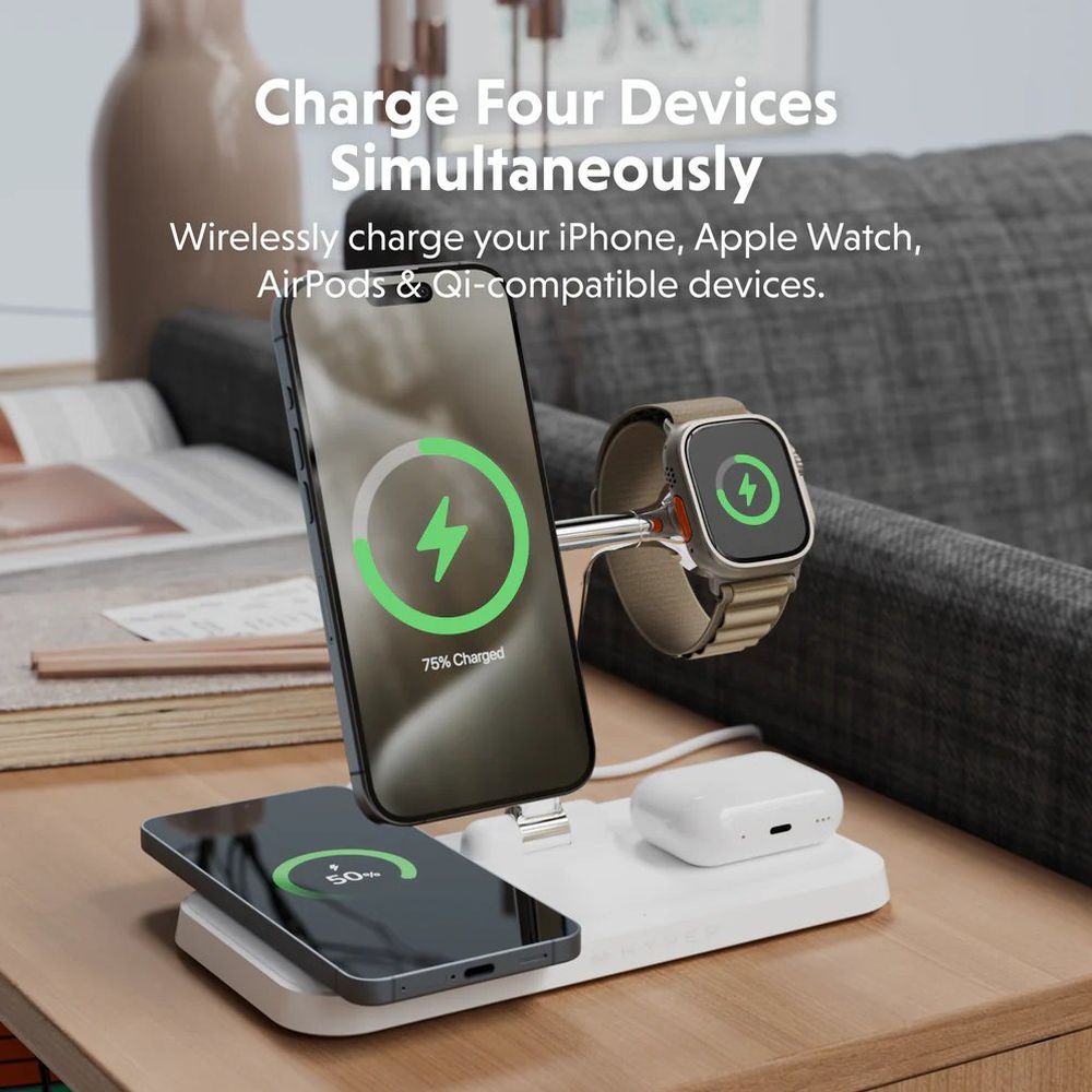 Hyper HyperJuice Qi2 4-in-1 magnetic charging stand