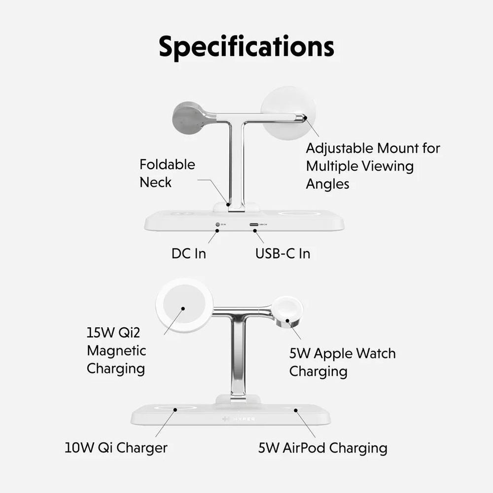 Hyper HyperJuice Qi2 4-in-1 magnetic charging stand