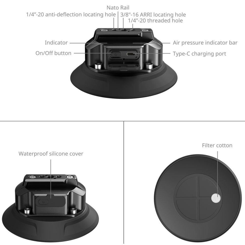 SmallRig 5399 5" Electric Suction Cup Mount Kit