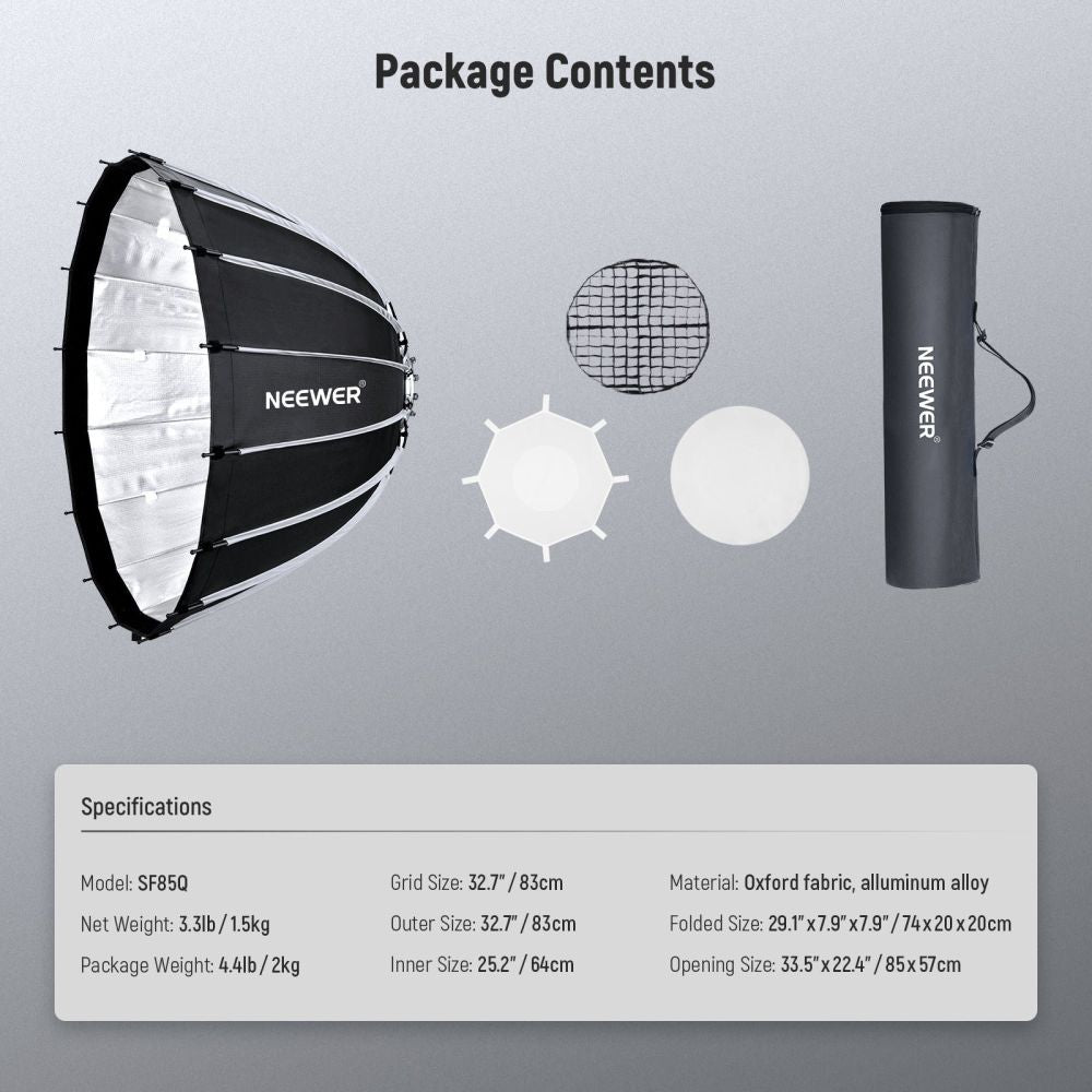 Neewer SF85Q 85 cm parabolic softbox