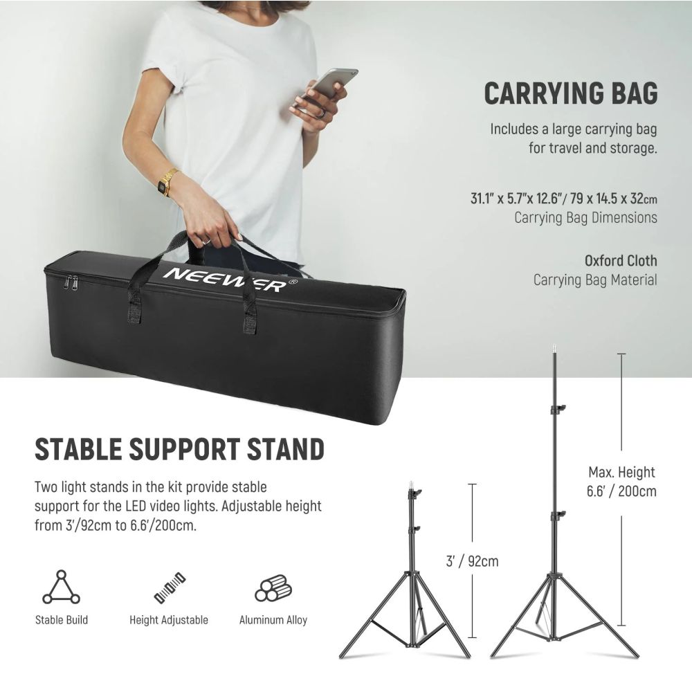 Neewer 660 PRO II 2x 50W RGB LED light kit incl. stands and carry bag