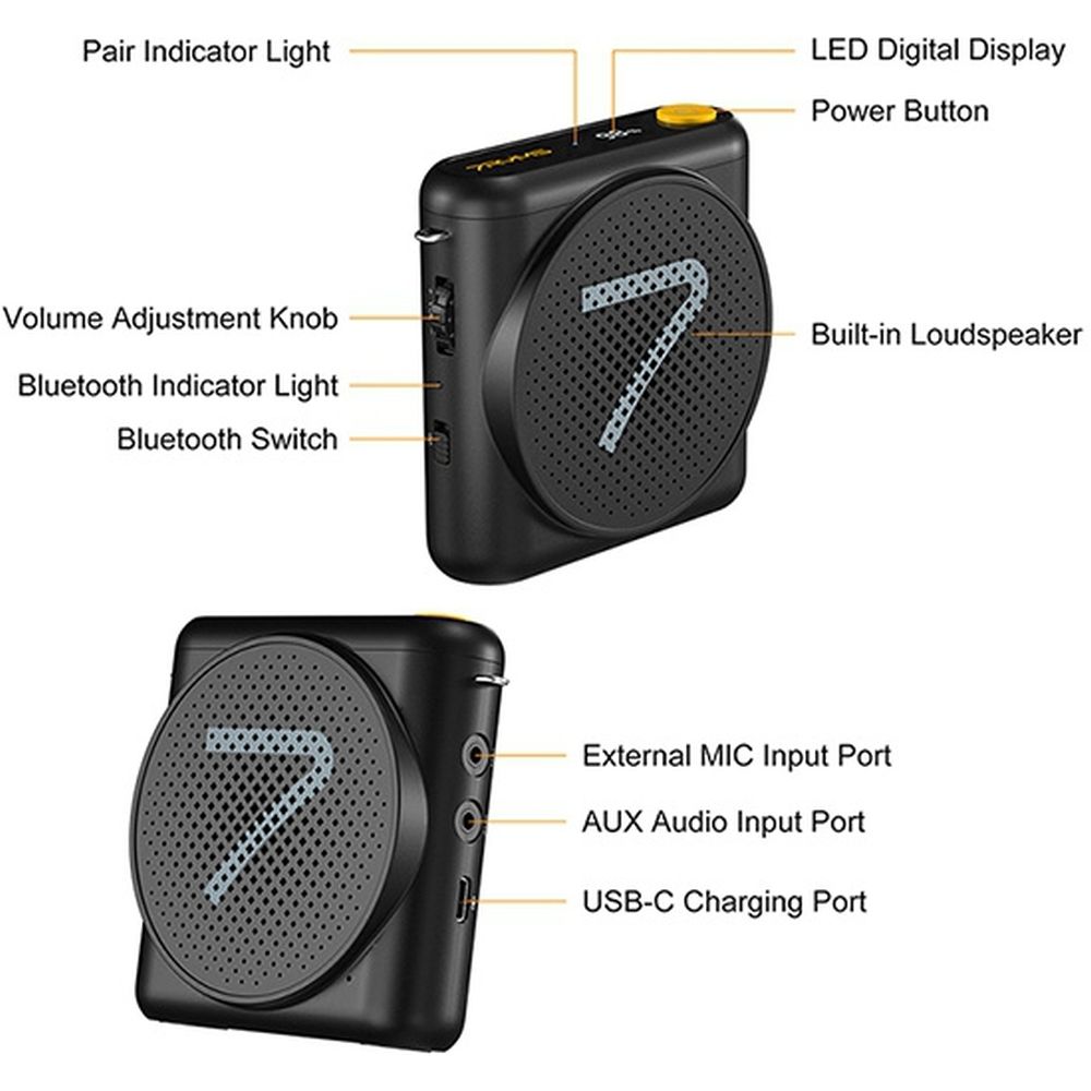 7Ryms Presentation Speaker with Wireless Headset - black