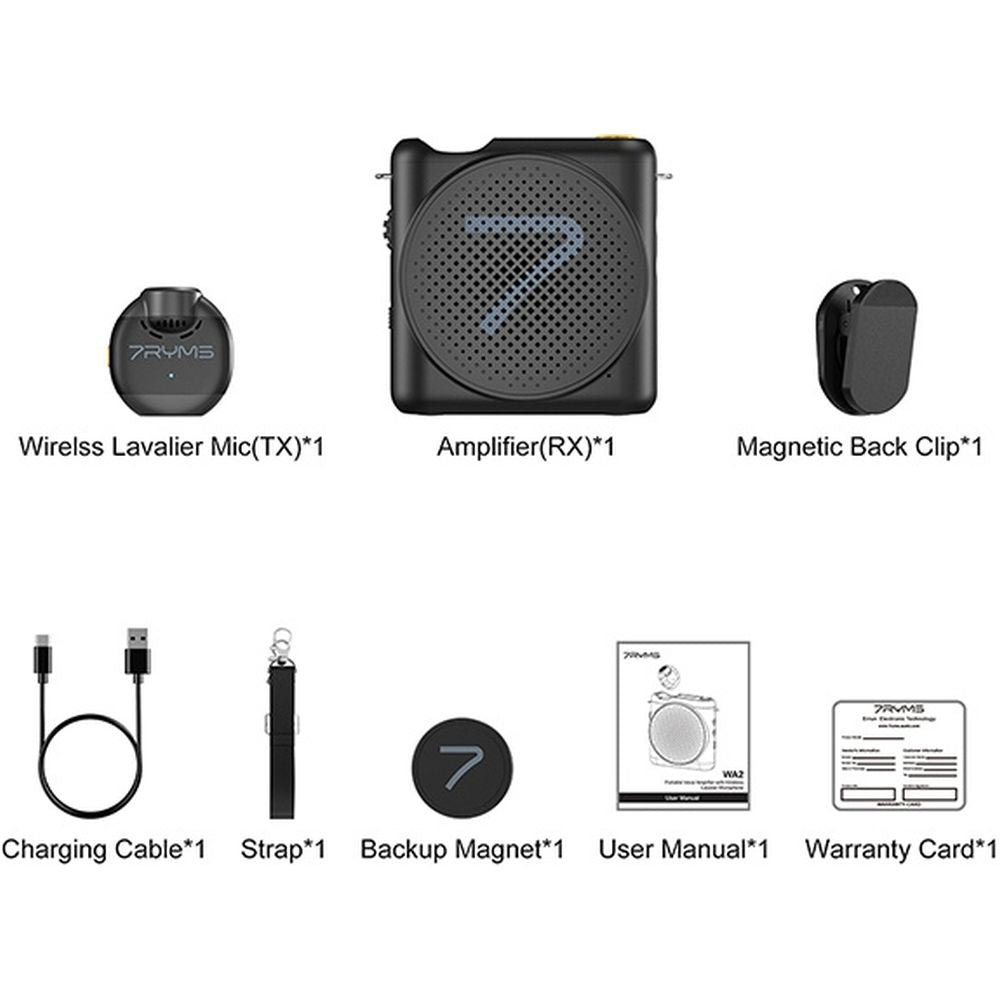 7Ryms Presentation Speaker with Wireless Microphone - Black