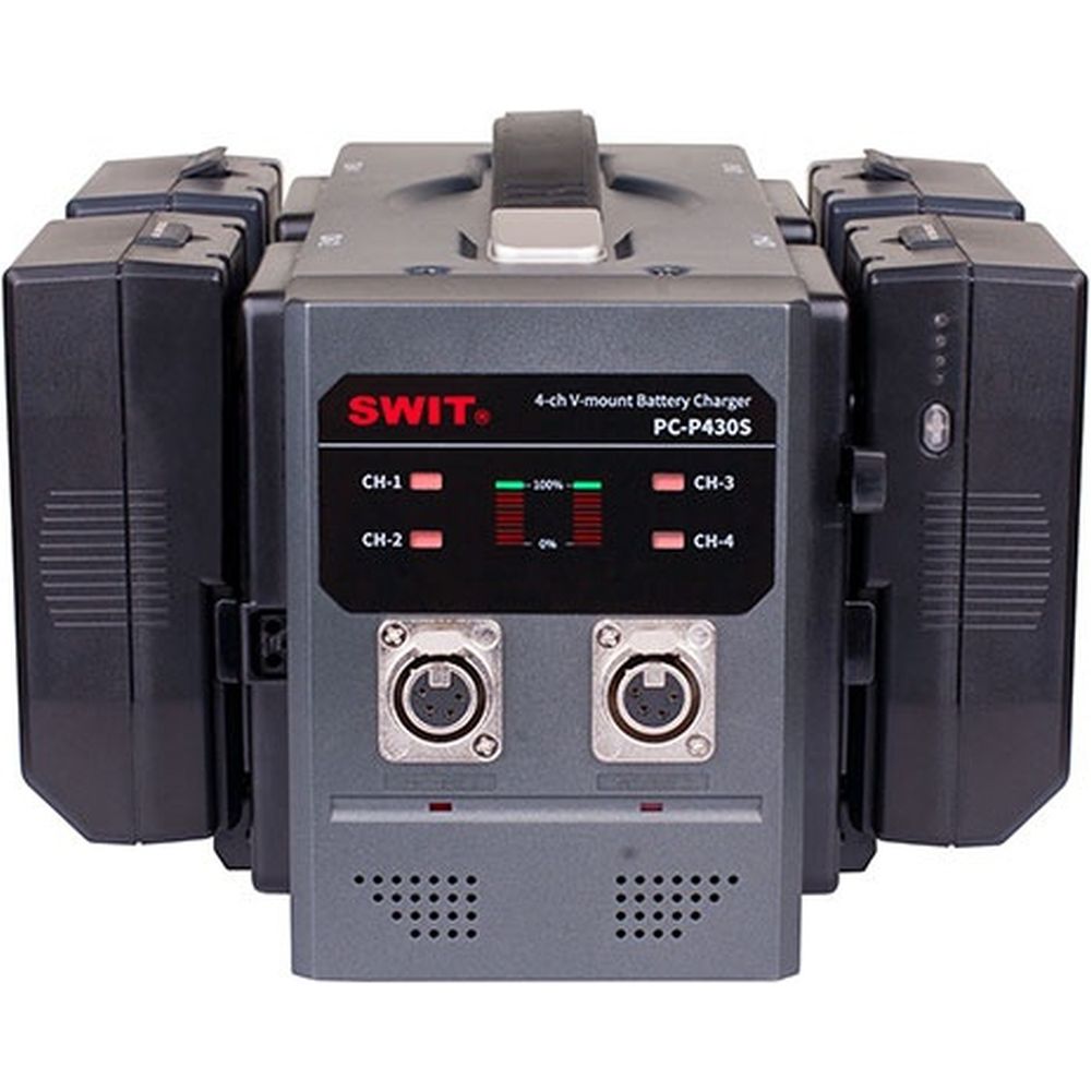SWIT PC-P430S 4ch x 3A Fast Simultaneous Charger with 2-XLR DC out, V-mount