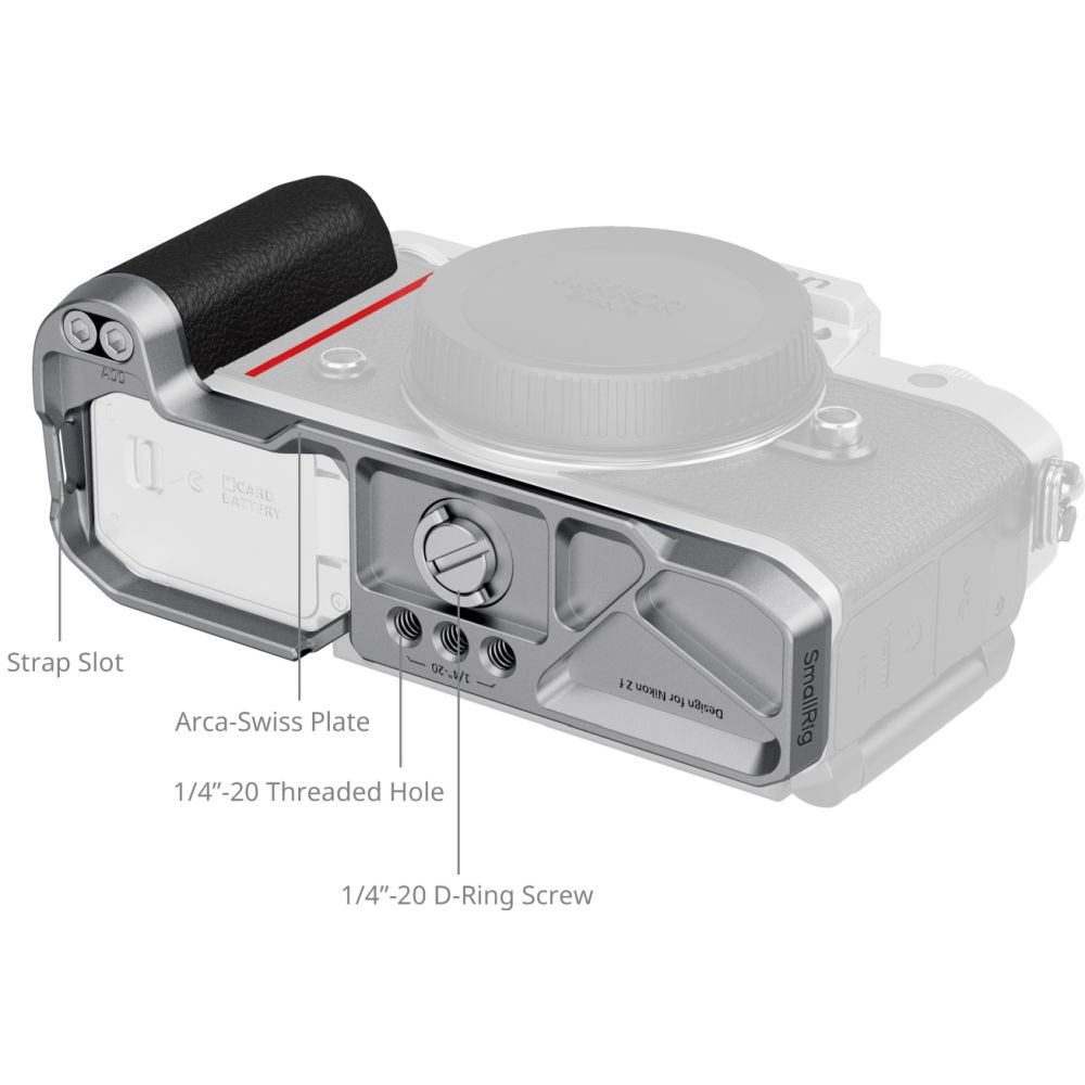 SmallRig 5706 L-Shaped Mount Plate with Silicone Handle for Nikon Z f, silver