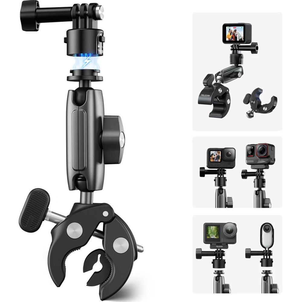 Telesin Quick-Release Crab Claw Clamp Handlebar Mount