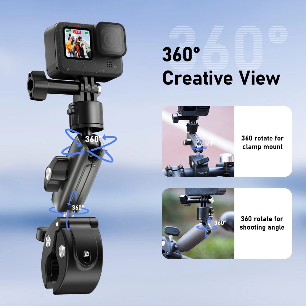 Telesin Quick-Release Crab Claw Clamp Handlebar Mount