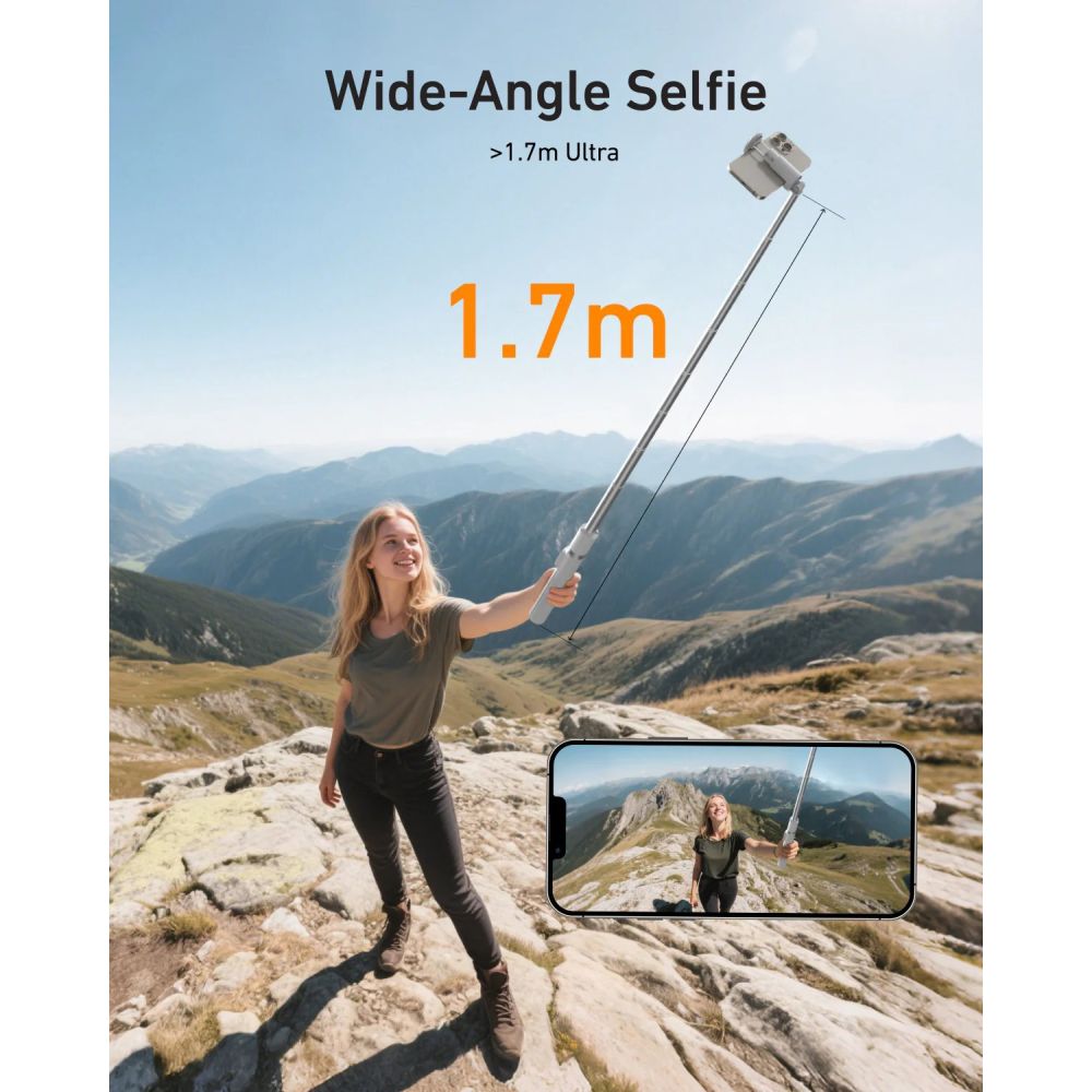 Telesin Auto-Open Selfie stick 1.8m with Bluetooth Remote