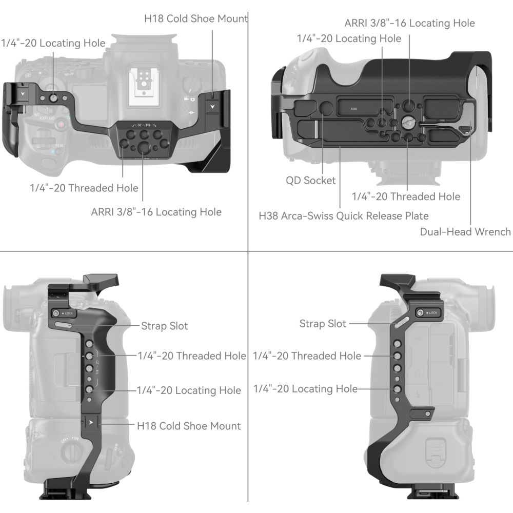 SmallRig 5623 Cage for Canon EOS R5 Mark II with Battery grip BG-R20