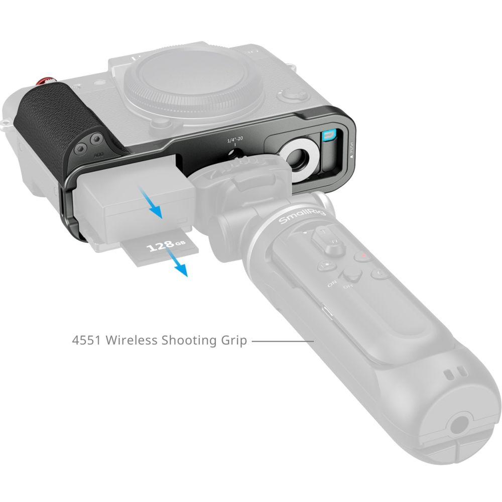 SmallRig 5665 L-Shaped Mount Plate with Silicone Handle for FUJIFILM X-T30 / X-T30 II / X-T30 III, Charcoal Silver