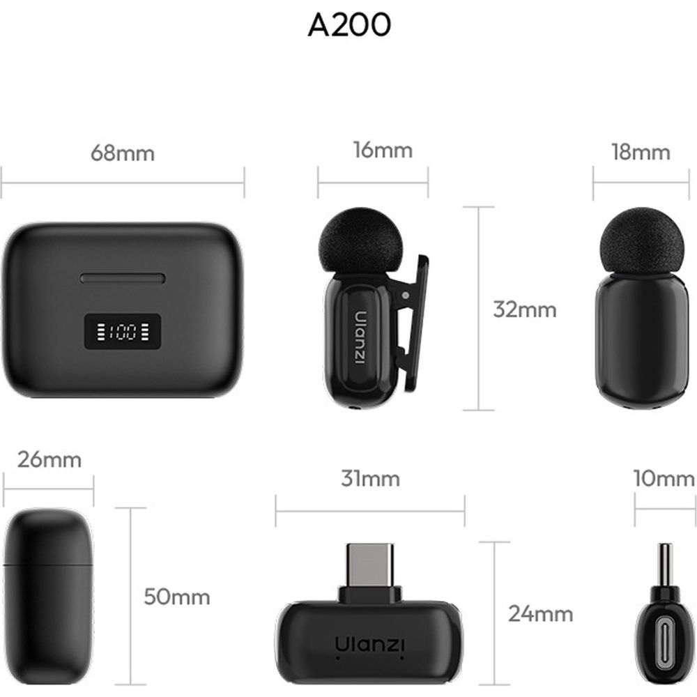 Ulanzi A200 Mini Mic Wireless Microphone USB-C - Black/White