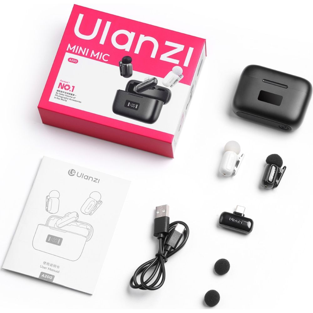 Ulanzi A200 Mini Mic Wireless Microphone USB-C - Black/White