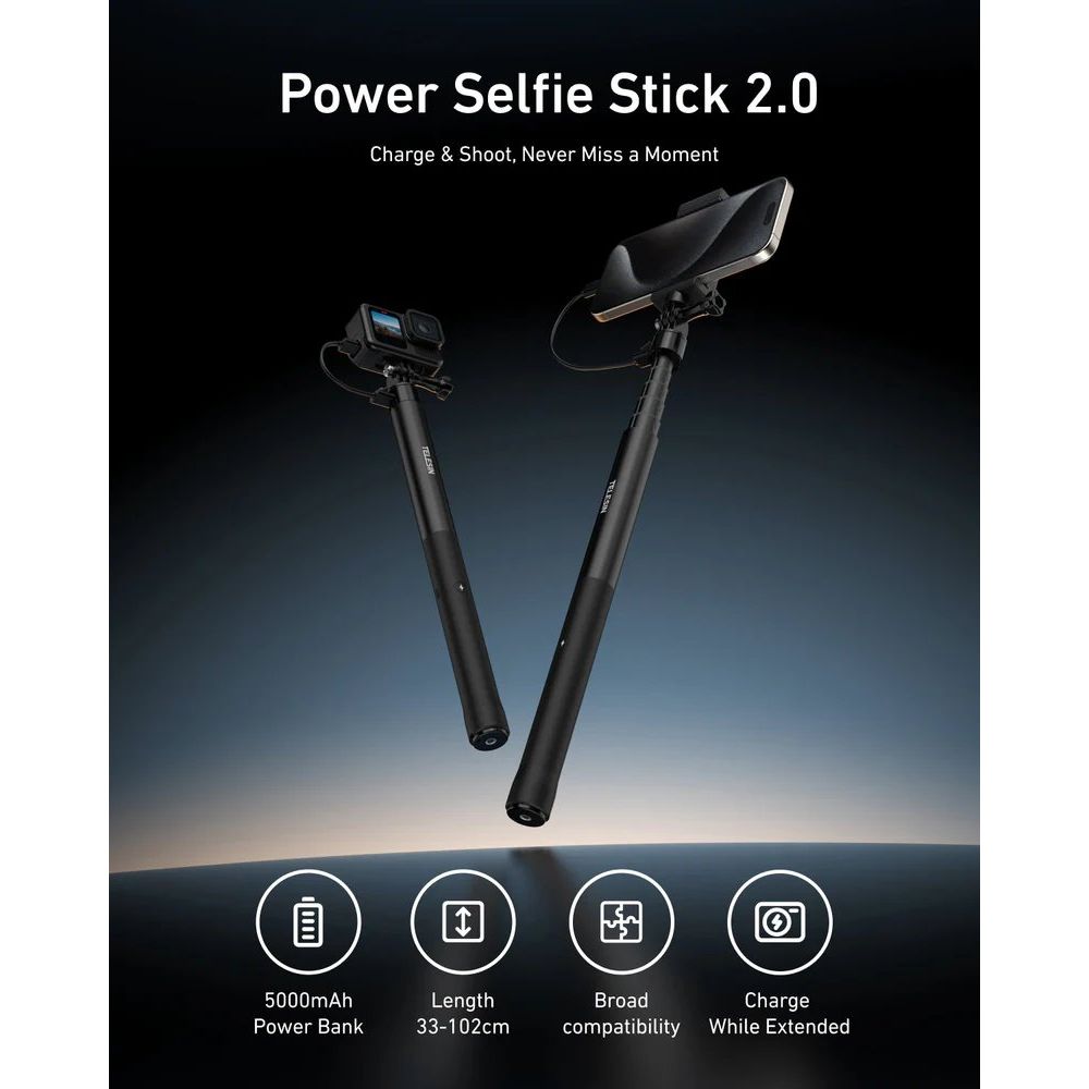 Telesin Power Selfie stick 2.0 - 102cm, 18W, 5000mAh