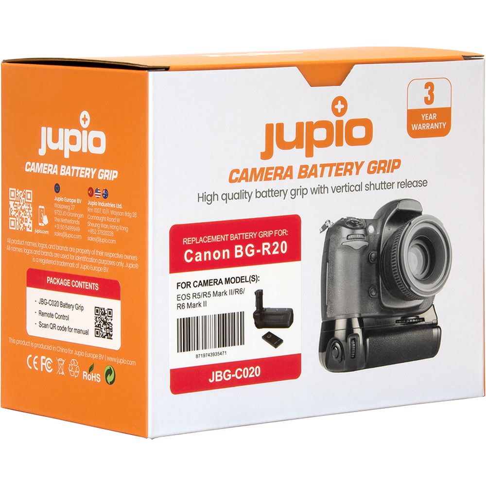 Jupio Battery grip Canon EOS R5 / R5 Mark II / R6 / R6 Mark II / R6 Mark III (BG-R20) + Wireless Remote