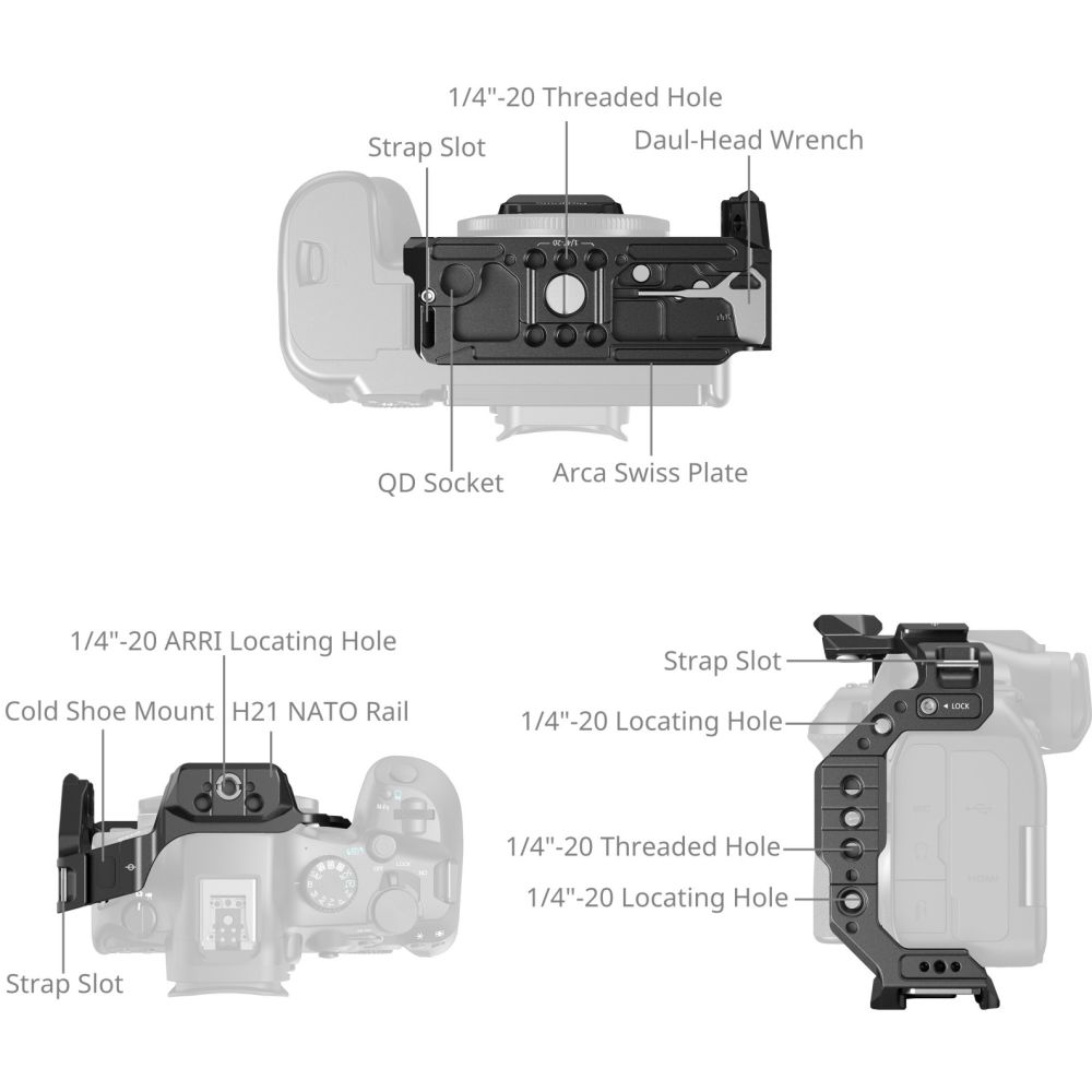 SmallRig 5953 "HawkLock" Quick Release Half Cage for Canon EOS R6 Mark III / R6 Mark II / R5 Mark II