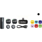 Godox C01 Kit 2 2.4G Wireless Microphone System Black