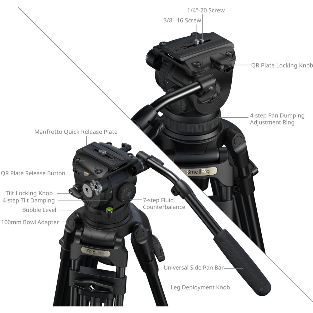 SmallRig 5577 FSD18 FreeSpeed Heavy-Duty Aluminum Alloy Tripod