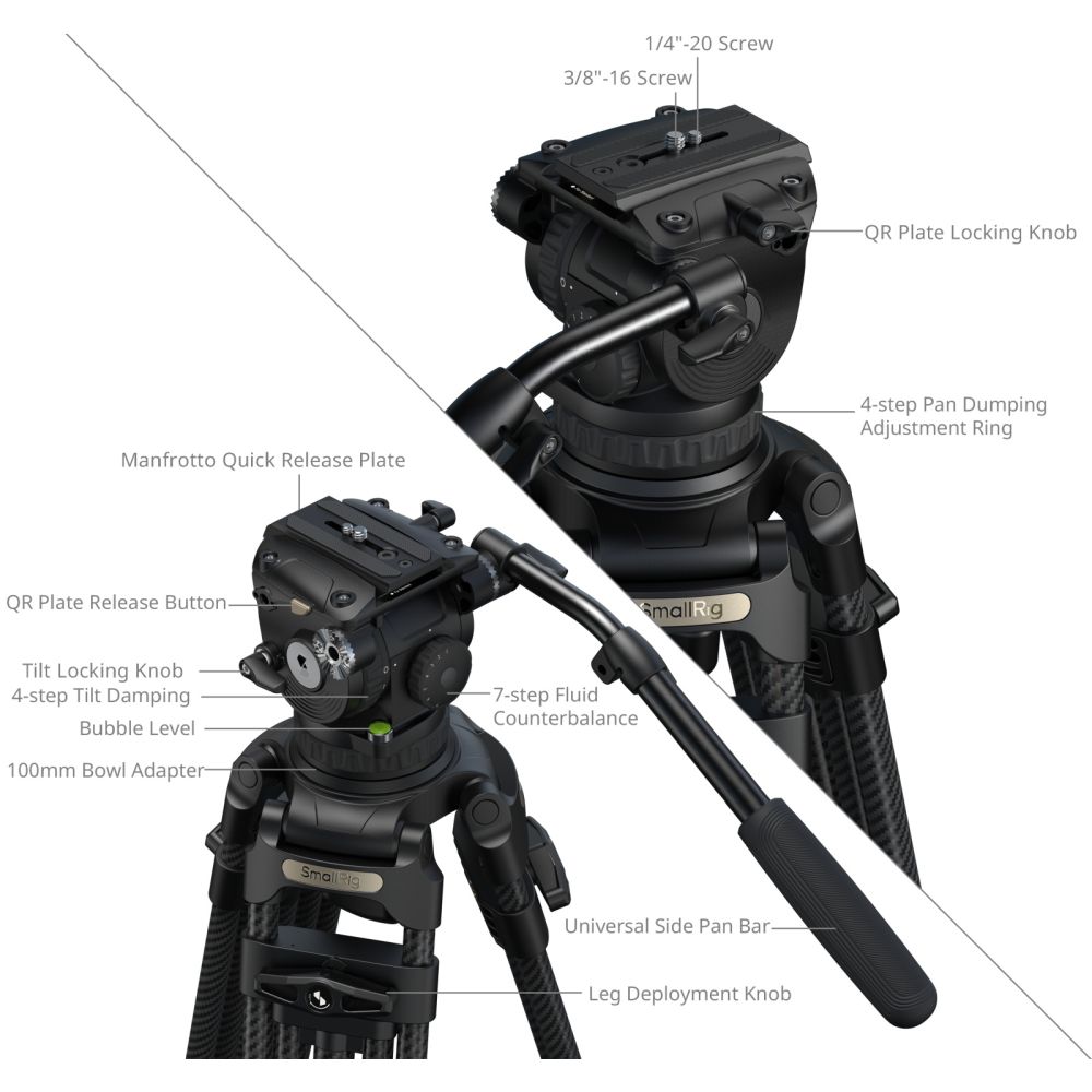 SmallRig 5578 FSD18 FreeSpeed Heavy-Duty Carbon Fiber Tripod