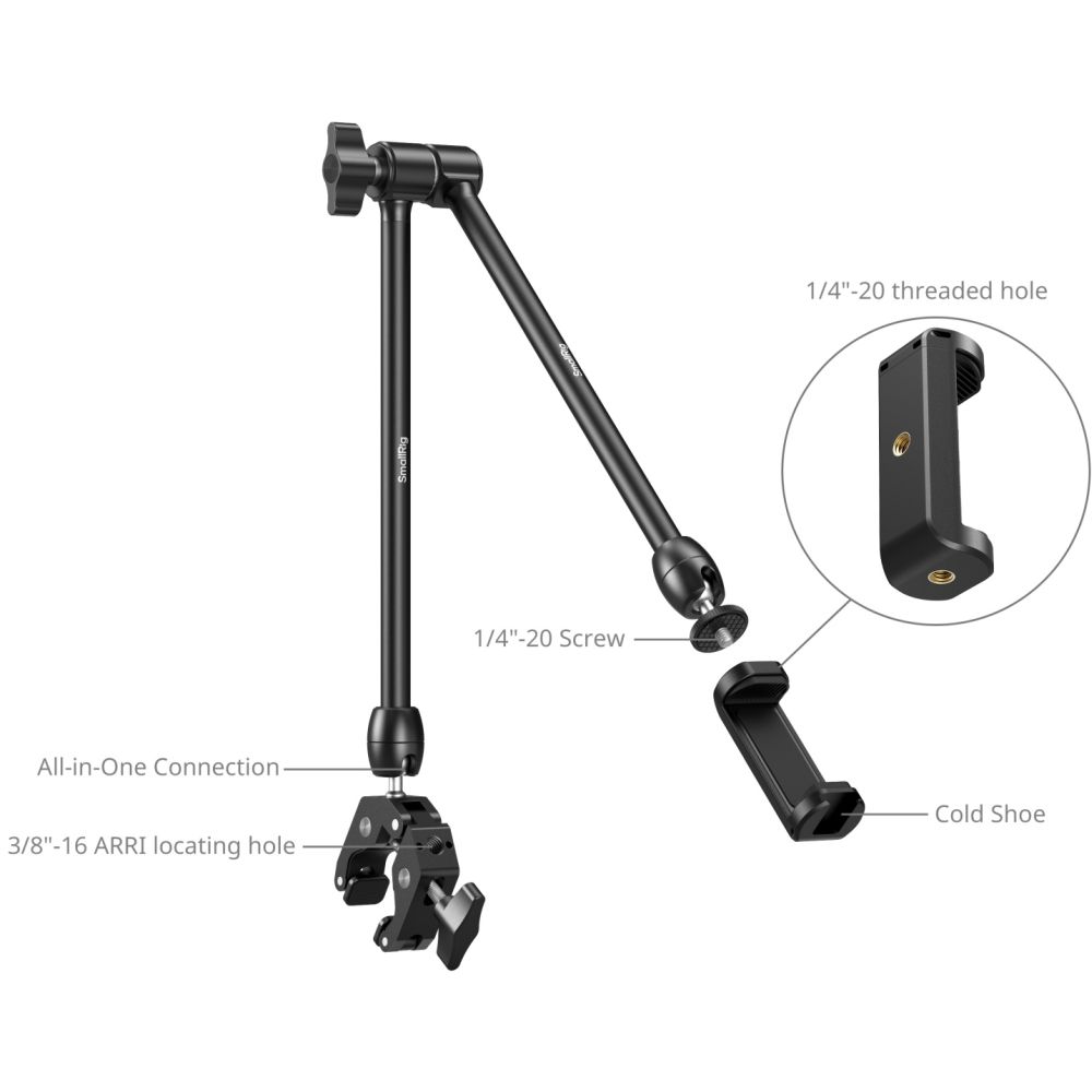 SmallRig 5624 Desktop Magic Arm with Crab-Shaped Clamp Kit