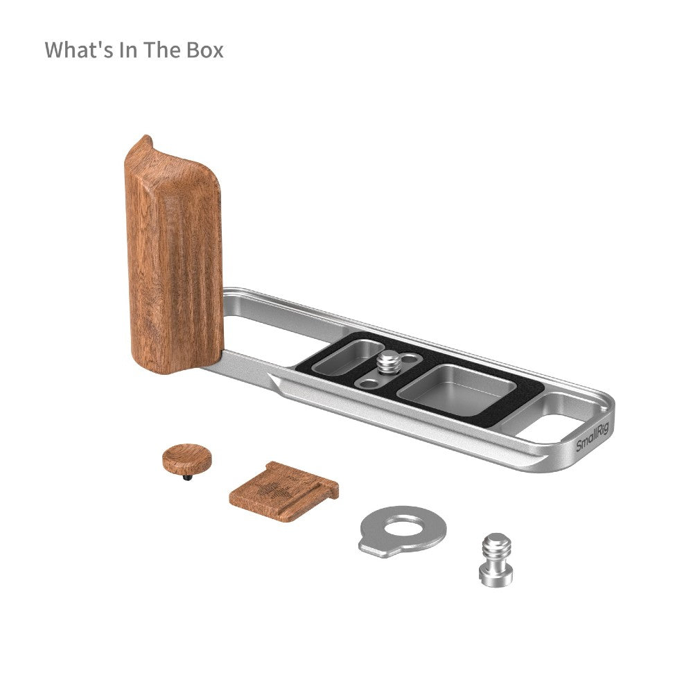 SmallRig 5984 L-Shaped Mount Plate with Wooden Handle for FUJIFILM X-E5, Rosewood / Silver