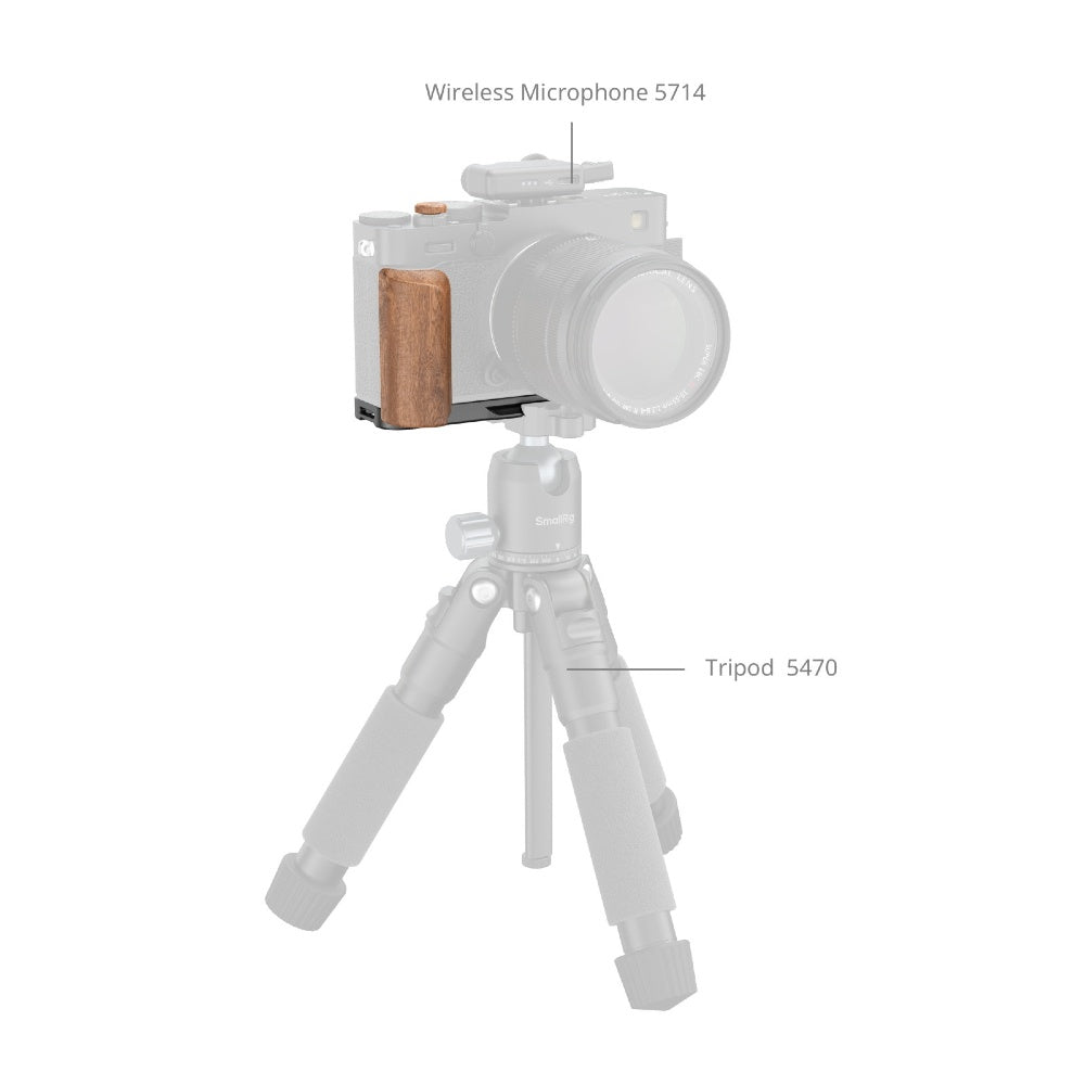 SmallRig 5985 L-Shaped Mount Plate with Wooden Handle for FUJIFILM X-E5, Rosewood / Black
