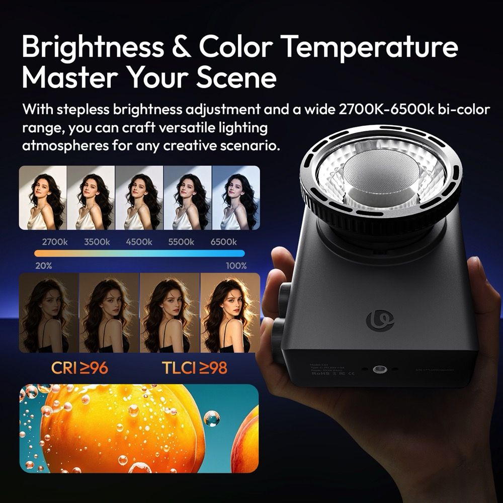 Ulanzi C01 COB Light 100W Bi Color (Mini Bowens Mount Diffuser)