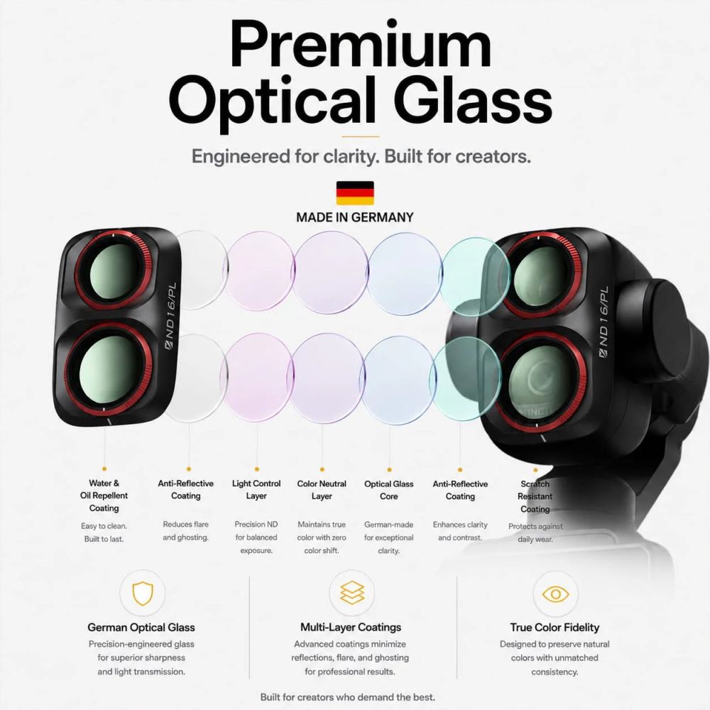 Freewell Osmo Pocket 4P Filters - Standard day - 4Pack - Black