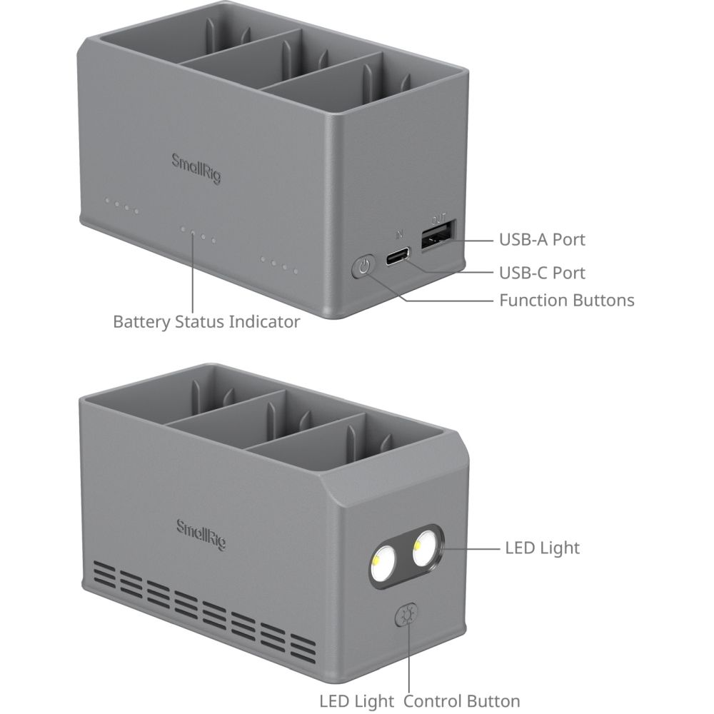 SmallRig 6502 100W Battery Charger for DJI Mini 5 / 4 / 3 Pro