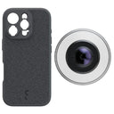 ShiftCam iPhone 16 Pro case Dark Grey Fabric + LensUltra 10x macro smartphone lens