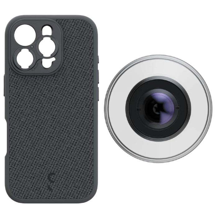 ShiftCam iPhone 16 Pro case Dark Grey Fabric + LensUltra 10x macro smartphone lens