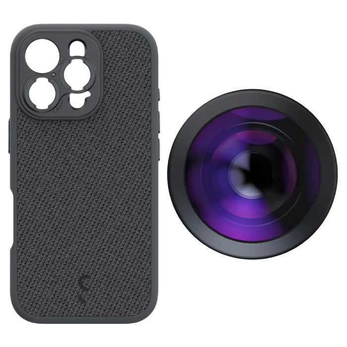 ShiftCam iPhone 16 Pro Case Dark Grey Fabric + LensUltra 200° Fisheye