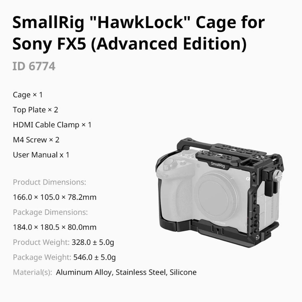 SmallRig 6774 "HawkLock" Advanced Cage for Sony FX5